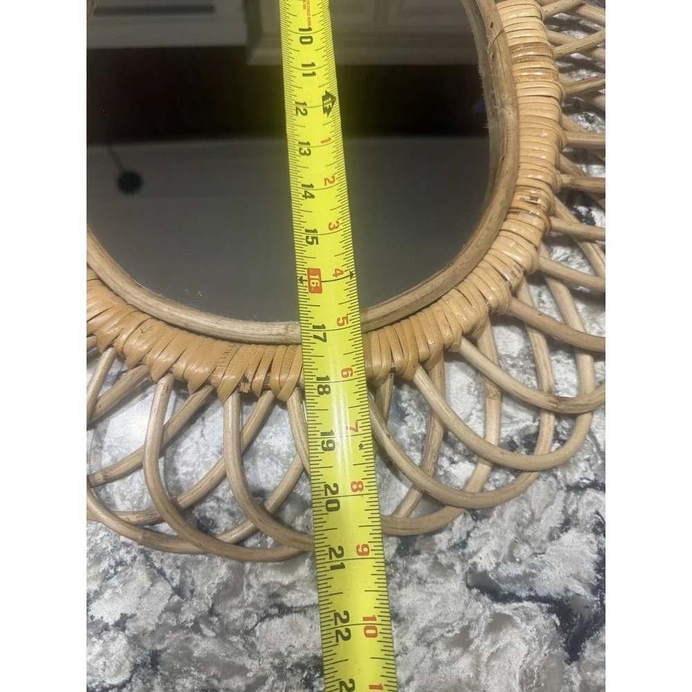 VTG Wicker Rattan Style Tan Wall Mirror Burwood 21